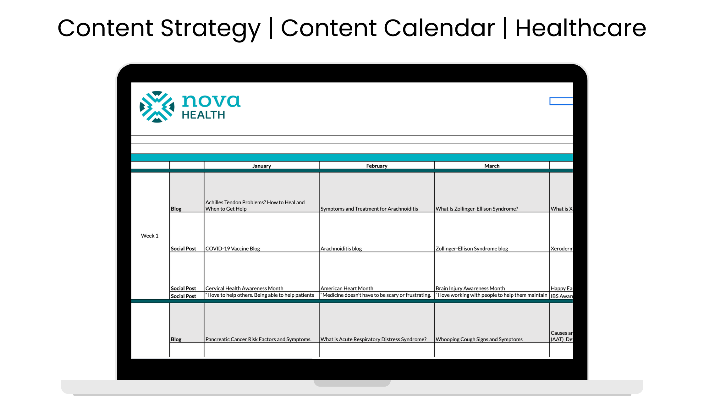 Healthcare Practice content Calendar